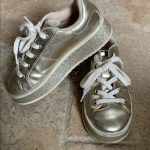 Zara gold sparkly platform sneaker girls size 29